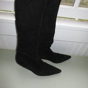 Claudia Cuiti black stretch suede boots, 6 1/2